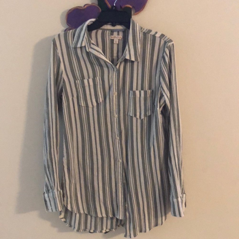 Long sleeve button down striped top